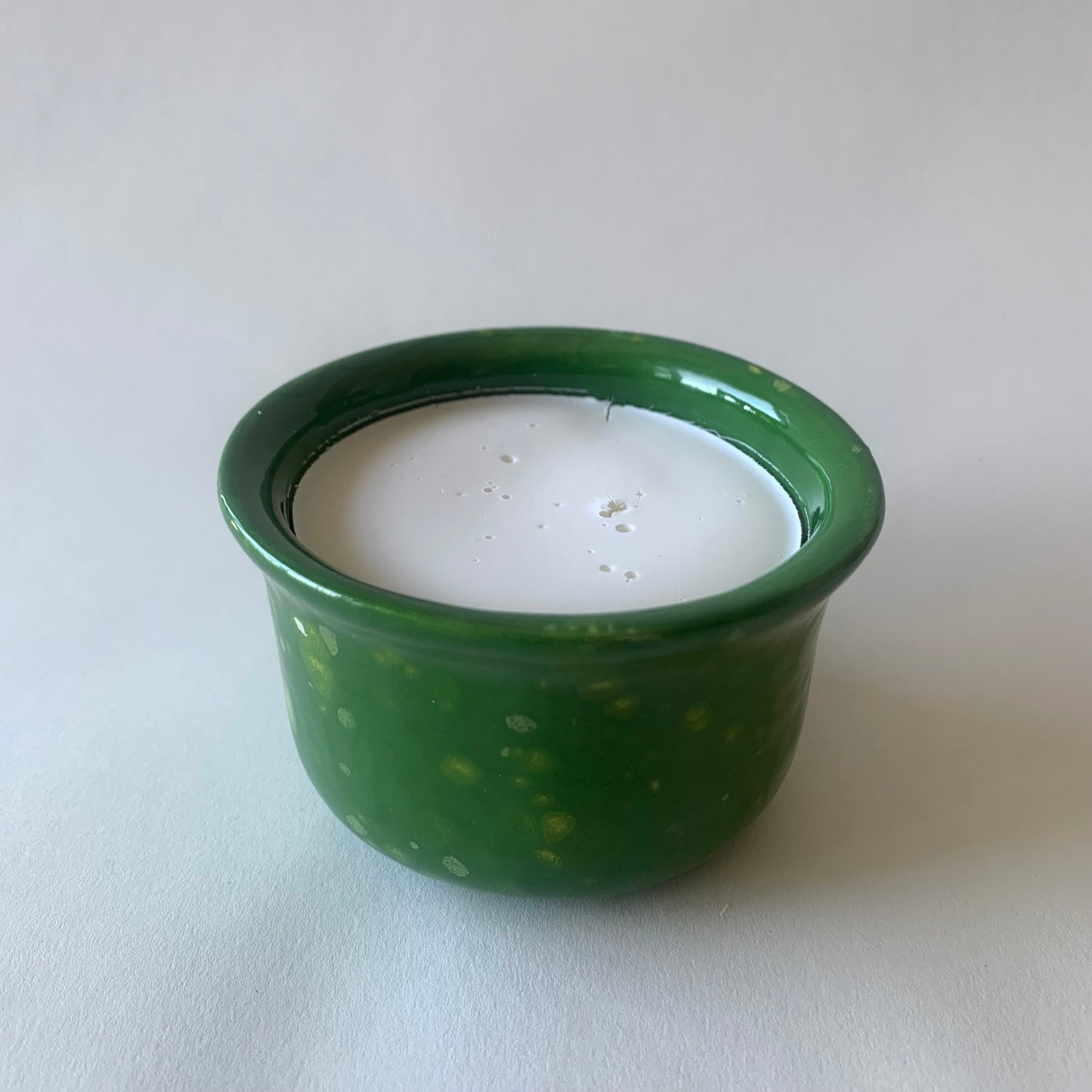 Green glaze ramekin with with solid soap