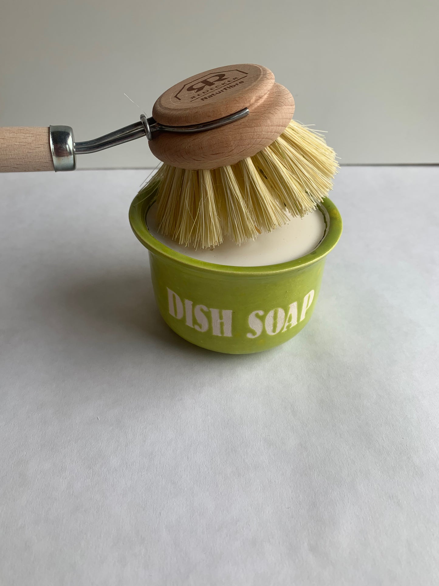 Dish Soap Ramekin - Bright Green Glaze with Stencil