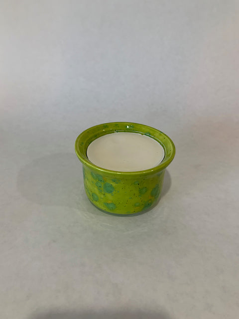 Dish Soap Ramekin - lime green glaze with yellow and turquoise speckles